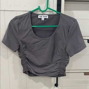 Tic Toc Charcoal Ruched Crop Top